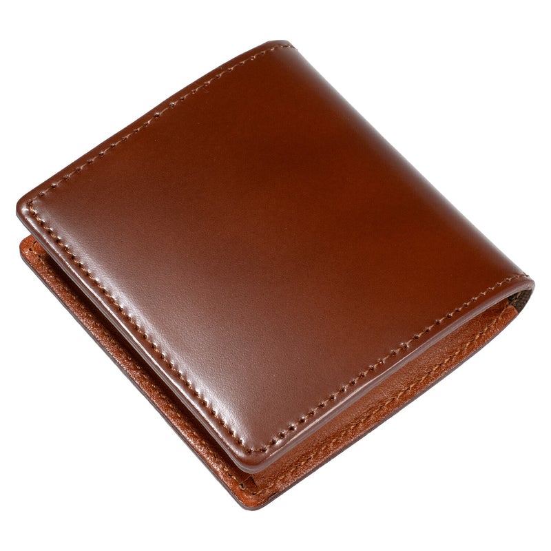 コードバン小銭入れ（ブラウン）：深みのある茶色とステッチの細部