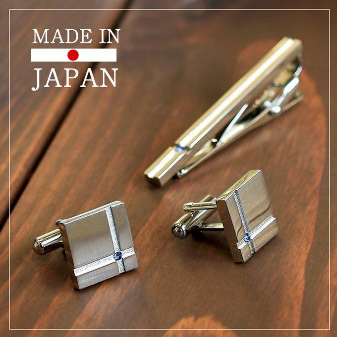 クリスタルガラス ネクタイピン・カフスセット 真鍮製 Kts-002