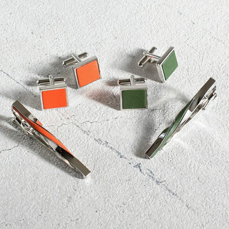 ネクタイピン・カフスセット ツイスト×本革 Kts-007 | TAVARAT公式