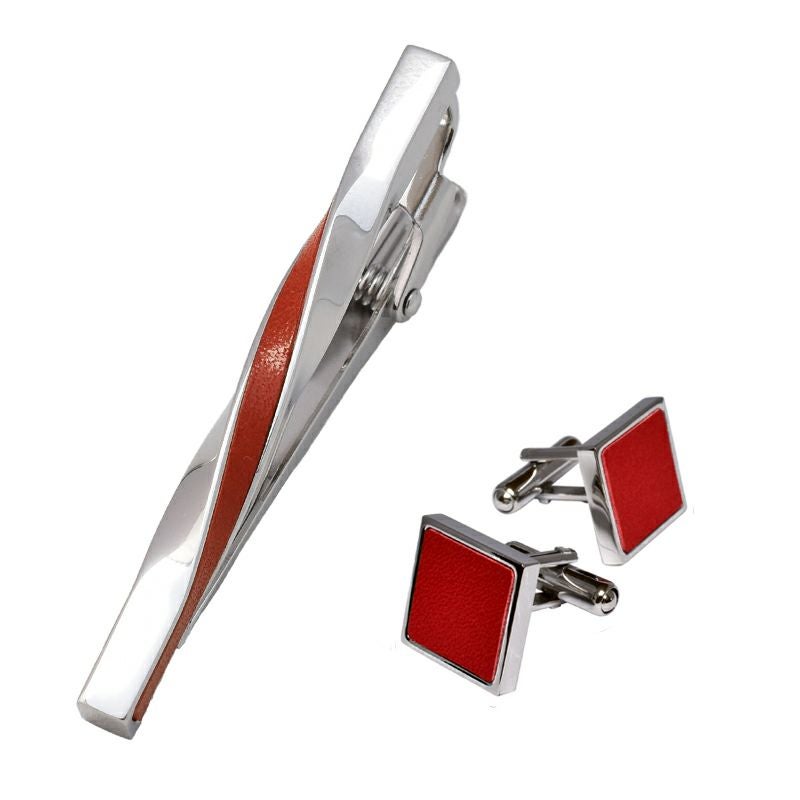 ネクタイピン・カフスセット ツイスト×本革 Kts-007 | TAVARAT公式