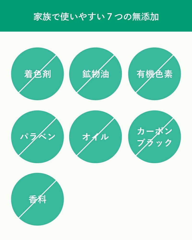 BILD UVスプレーの7つの無添加成分一覧｜着色剤・鉱物油・有機色素・パラベン・オイル・カーボンブラック・香料不使用で家族も安心