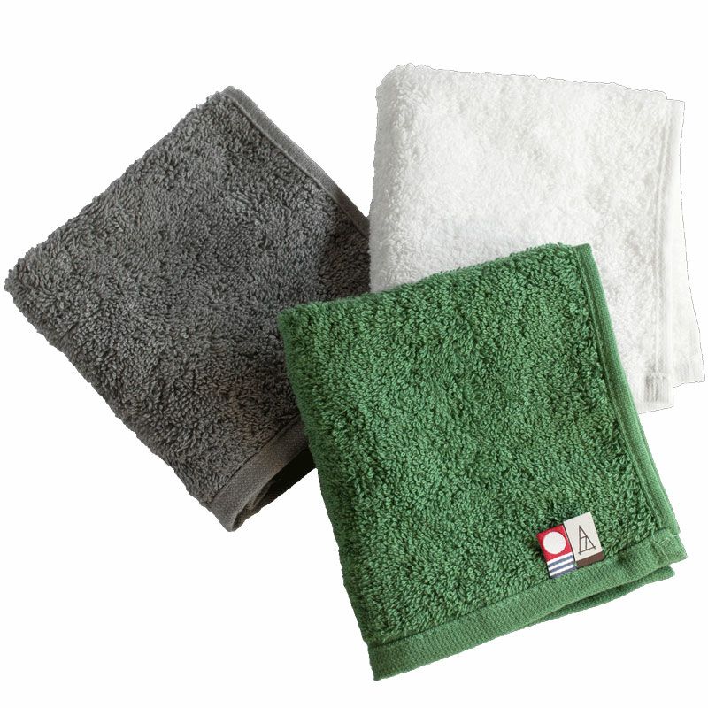 今治タオル ちょうどいいタオルハンカチの3枚セット（グレー、ホワイト、グリーン）