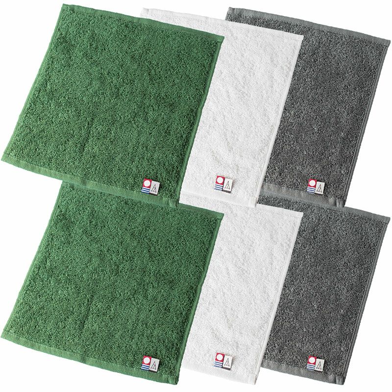今治タオル ちょうどいいタオルハンカチの6枚セット（グリーン、ホワイト、グレー）