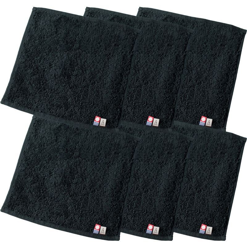 今治タオル ちょうどいいタオルハンカチの6枚セット（ブラック）