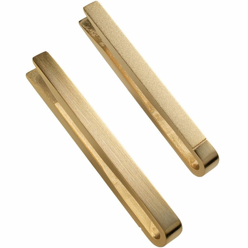 ネクタイピン リバーシブル 表面と裏面の白抜き画像 ゴールド