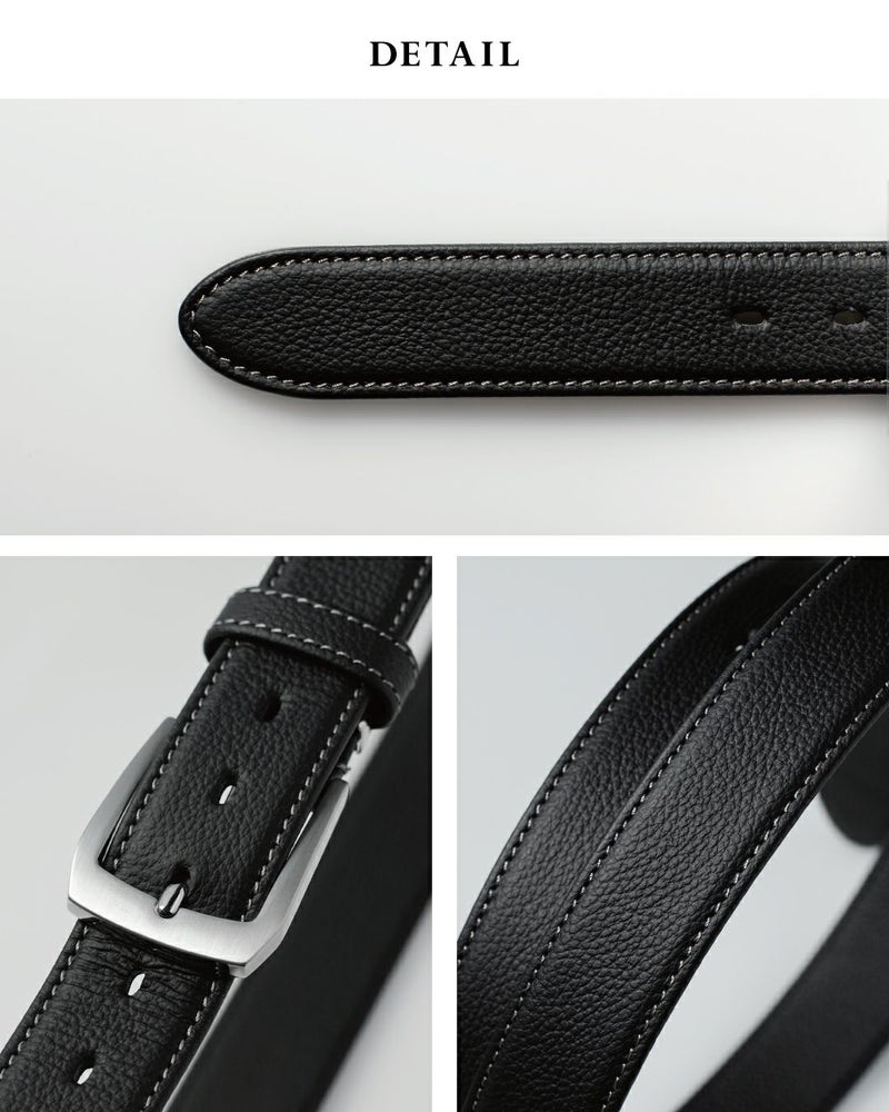 丁寧に作られた本革ベルトの縫製と質感