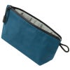 ブルーのナイロン製マチありポーチの単体写真。口が大きく開いて中身が取り出しやすい万能ポーチ。