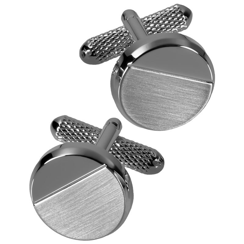 ブラックシルバー：エッジラインカフス（ラウンド）のペアカット